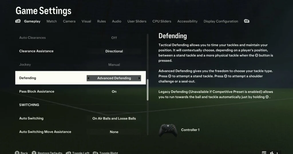 EA FC 26 gameplay Settings