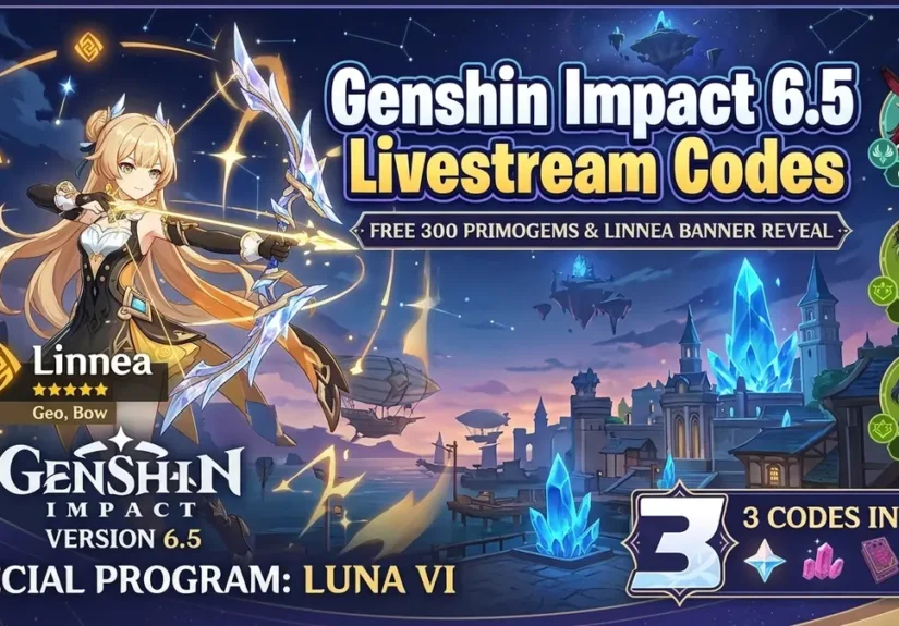 Genshin Impact 6.5 livestream codes and rewards featuring new character Linnea and banner reruns.