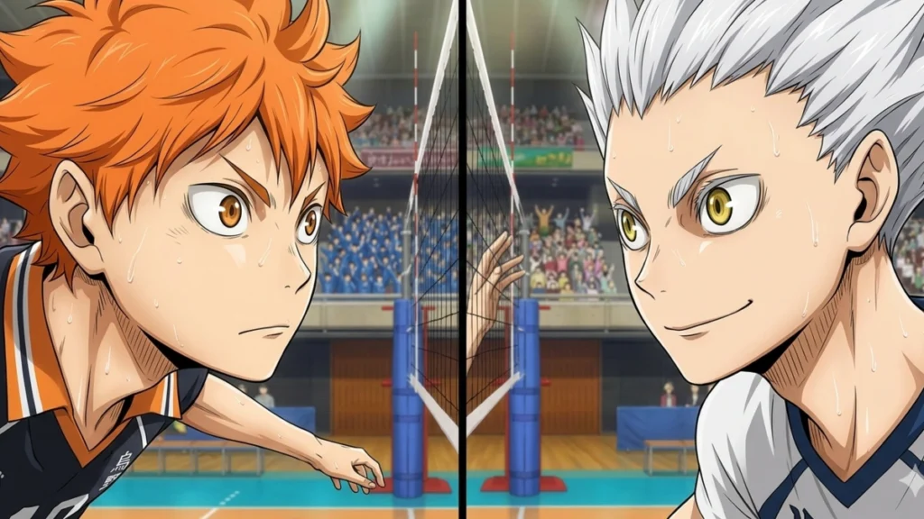 Haikyuu Final Movie Part 2 Release Date: Hinata and Hoshiumi facing off at the net.