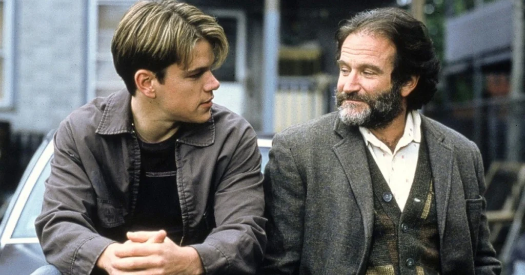 Young man and therapist deep in conversation - emotional healing in Good Will Hunting