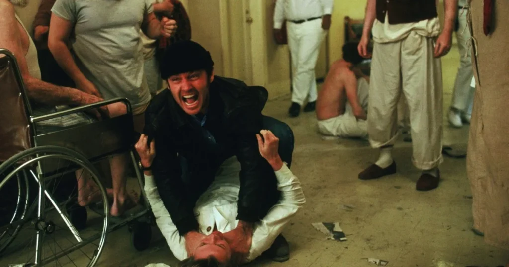 Patients in mental institution challenging authority - One Flew Over the Cuckoo's Nest