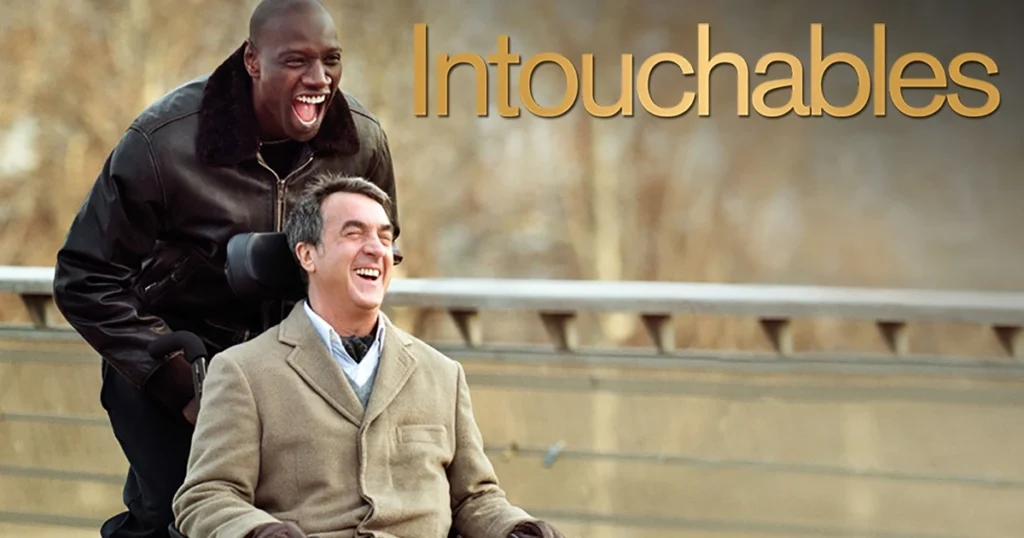 Wheelchair Person and caretaker enjoying life together - powerful friendship in The Intouchables
