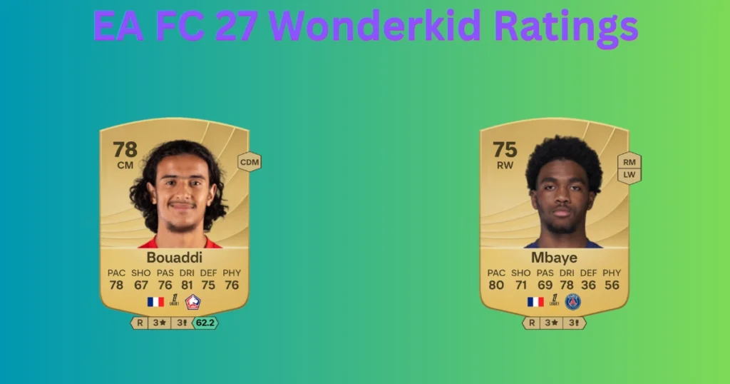 Bouaddi and Mbaye EA FC 27 Rating who are top young wonderkid.