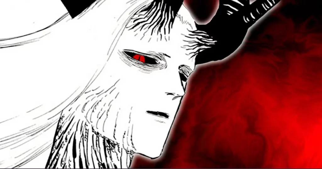 Close-up manga illustration of King of the Underworld Lucifero.