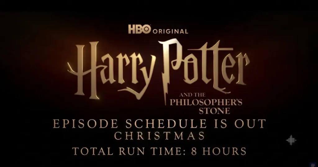 Harry Potter series episode airing schedule title card on HBO Max.